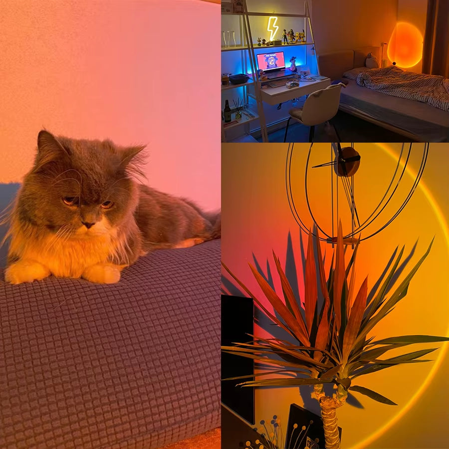 Transform Your Space with the Smart Sunset Lamp - Tuya LED Night Light with USB RGB Projection for Stunning Room Decor and Memorable Celebrations