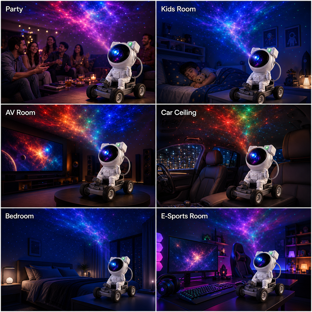 OrbitGlow Astronaut Galaxy Projector – Bluetooth Star Projector for Dreamy Nights and Epic Gaming Adventures