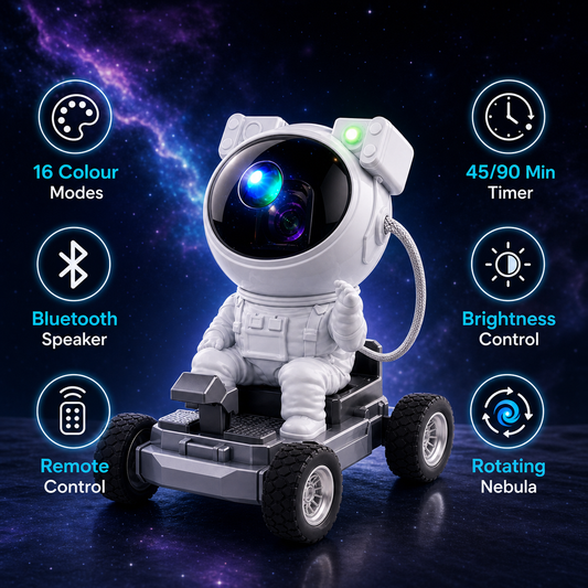 OrbitGlow Astronaut Galaxy Projector – Bluetooth Star Projector for Dreamy Nights and Epic Gaming Adventures