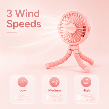 Stay Cool Anywhere with the GlowCo FlexiBreeze™ USB Rechargeable Octopus Mini Fan – Perfect for Strollers, Desks, and Travel