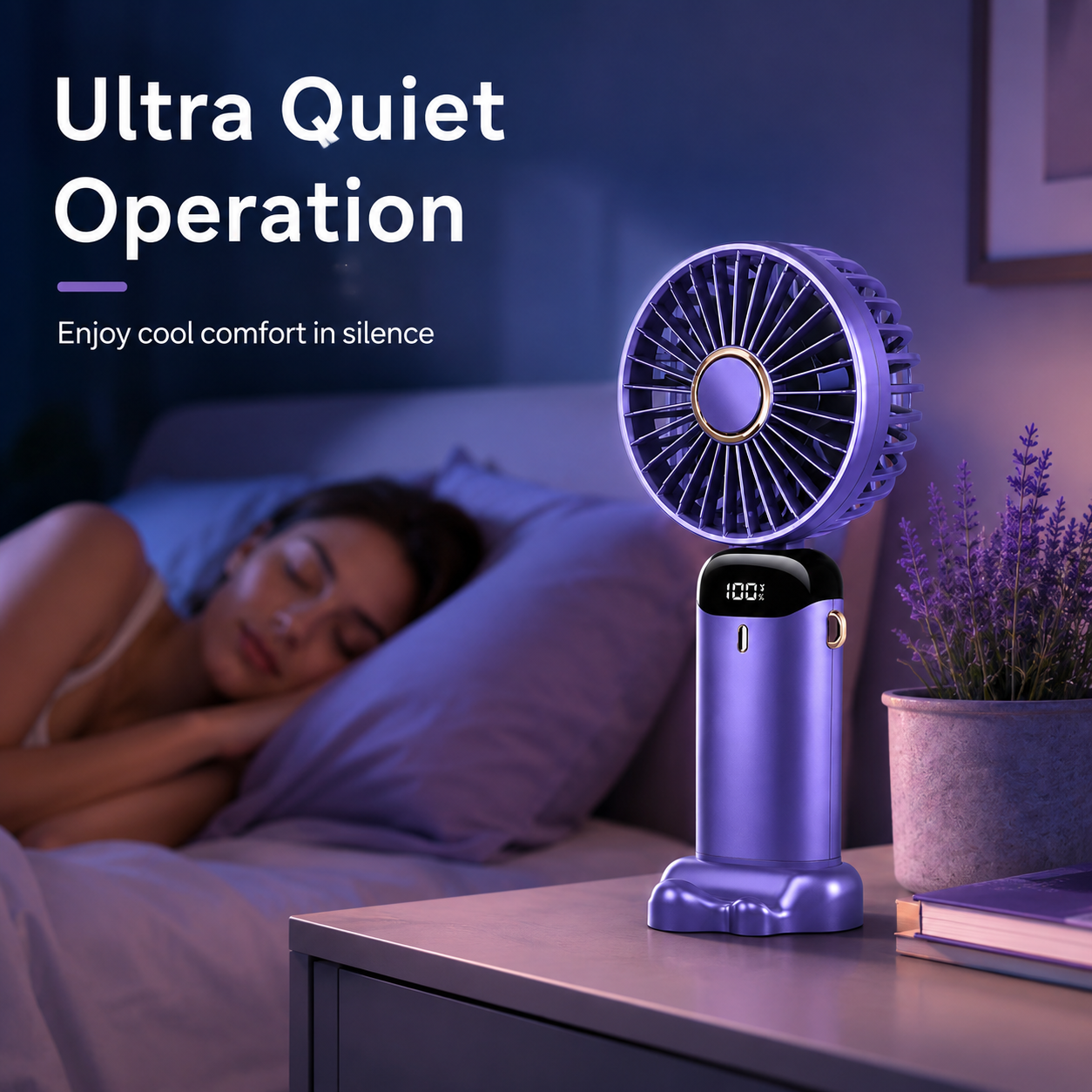 Experience Ultimate Comfort with Our Portable Handheld Personal Rechargeable Fan - 90° Adjustable, 5 Speed Wind, and Mini Aromatherapy for Home, Office, and Travel