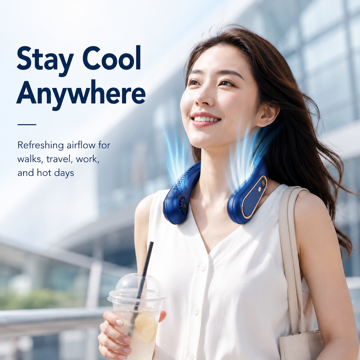 Experience Ultimate Comfort with Our Hands-Free Bladeless Neck Hanging Fan - Perfect for Outdoor Adventures!