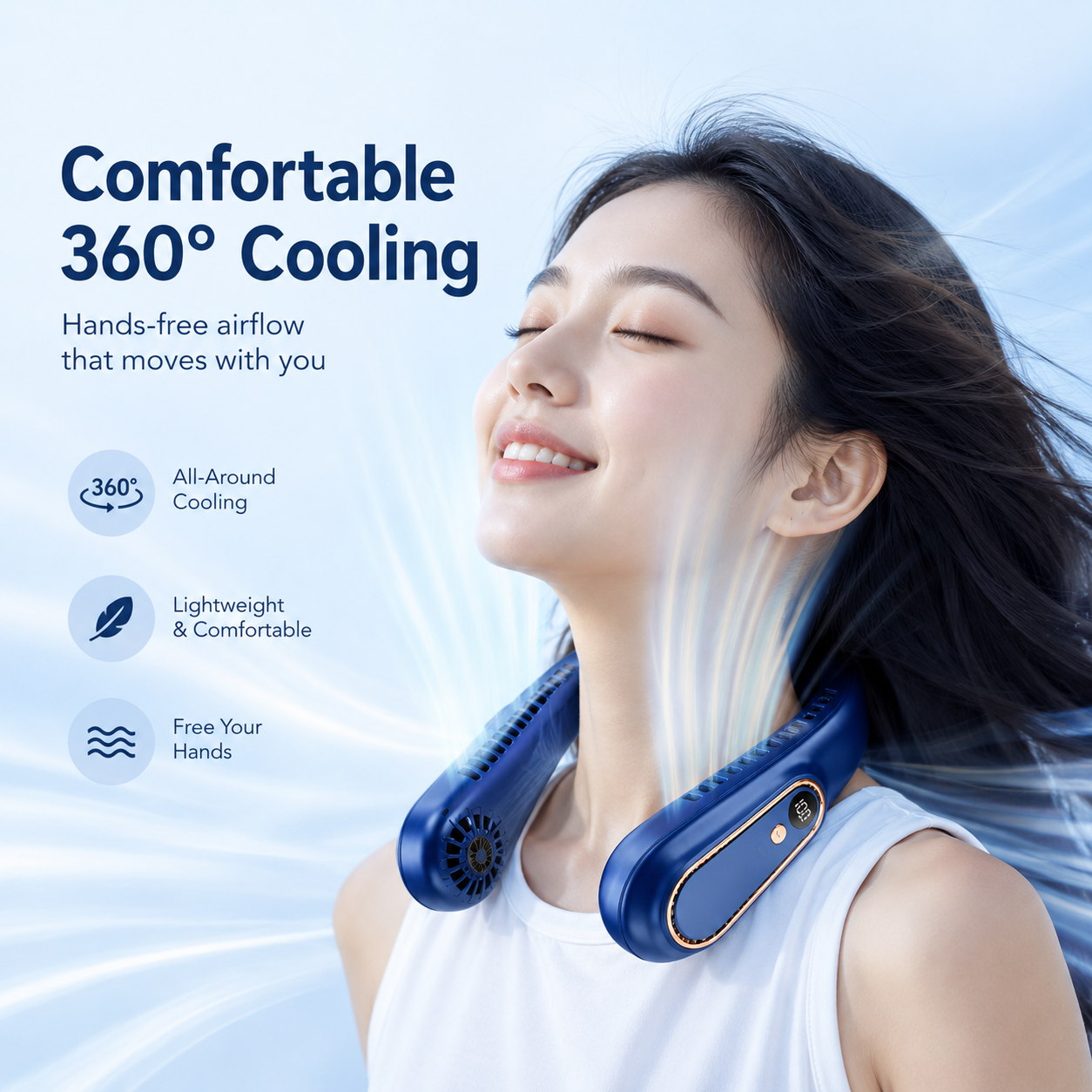 Experience Ultimate Comfort with Our Hands-Free Bladeless Neck Hanging Fan - Perfect for Outdoor Adventures!