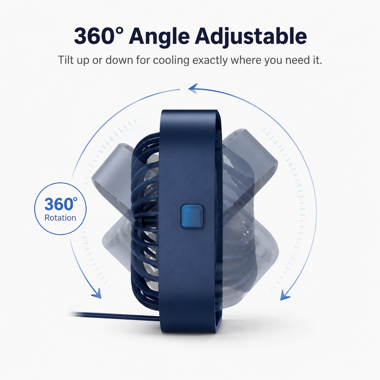 GlowBreeze 360° Rotatable USB Desk Fan – Stay Cool with Powerful 3-Speed Airflow Anywhere!