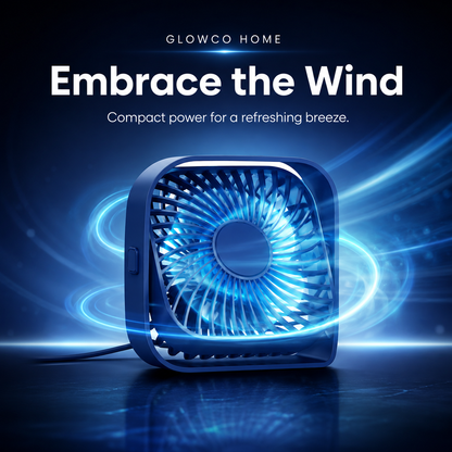 GlowBreeze 360° Rotatable USB Desk Fan – Stay Cool with Powerful 3-Speed Airflow Anywhere!