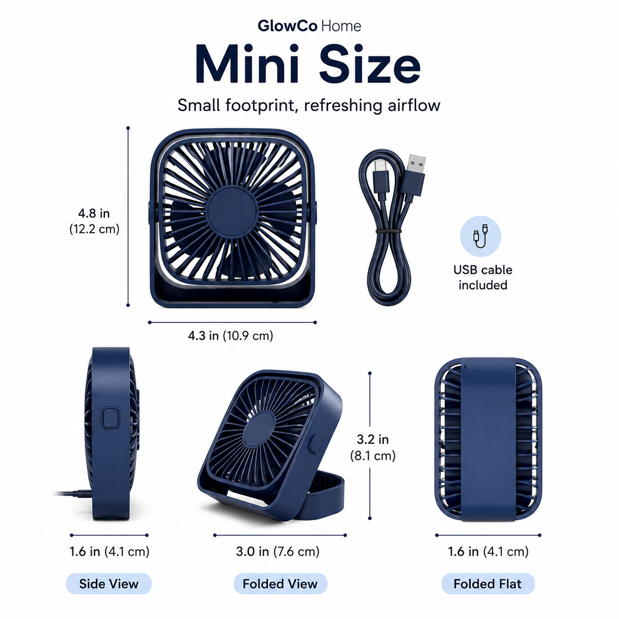 GlowBreeze 360° Rotatable USB Desk Fan – Stay Cool with Powerful 3-Speed Airflow Anywhere!