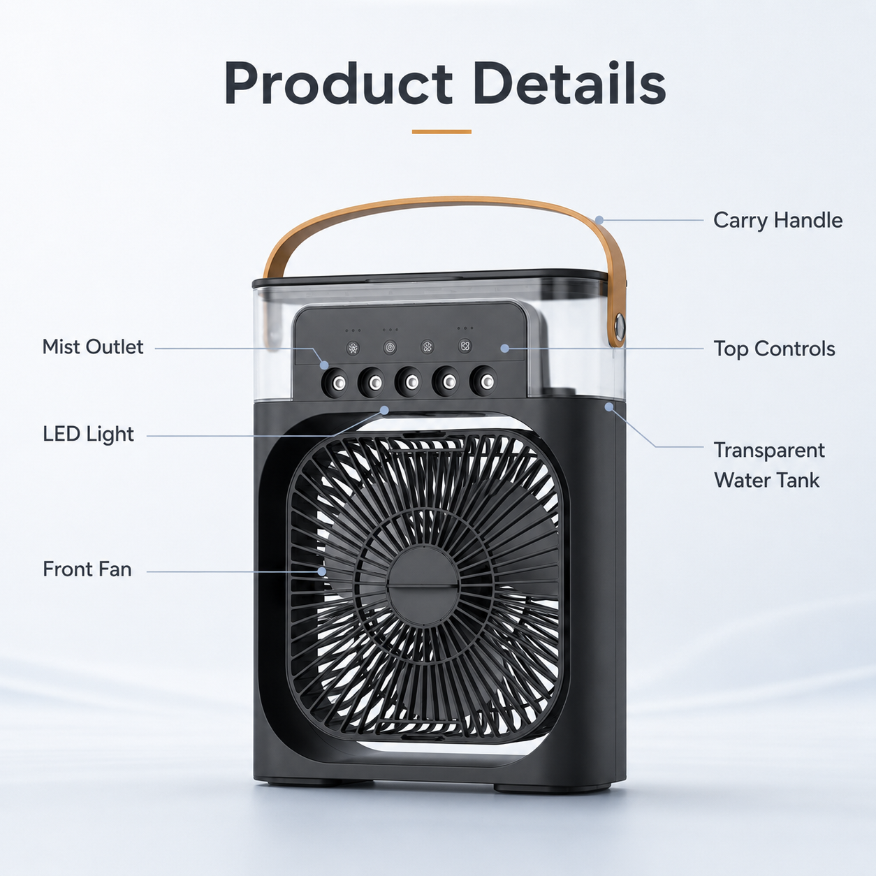 GlowBreeze 3-in-1 Mini Air Cooler – Portable Fan, Humidifier & LED Night Light