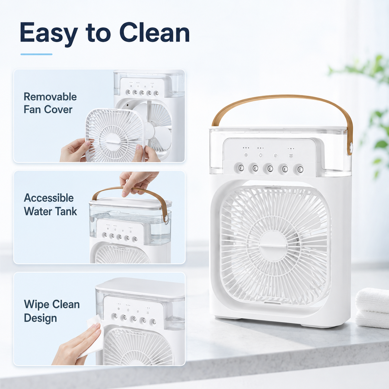 GlowBreeze 3-in-1 Mini Air Cooler – Portable Fan, Humidifier & LED Night Light