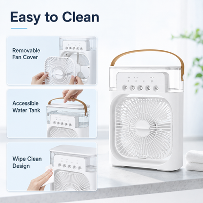 GlowBreeze 3-in-1 Mini Air Cooler – Portable Fan, Humidifier & LED Night Light