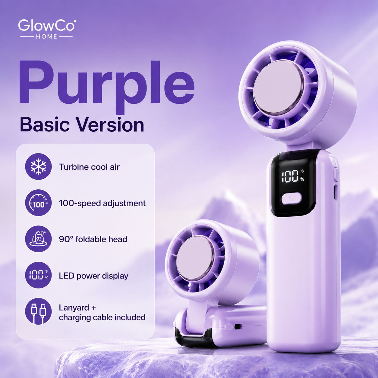 GlowBreeze IceCool Handheld Fan – Portable Turbo Cooling Fan