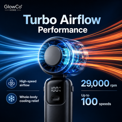 GlowBreeze IceCool Handheld Fan – Portable Turbo Cooling Fan