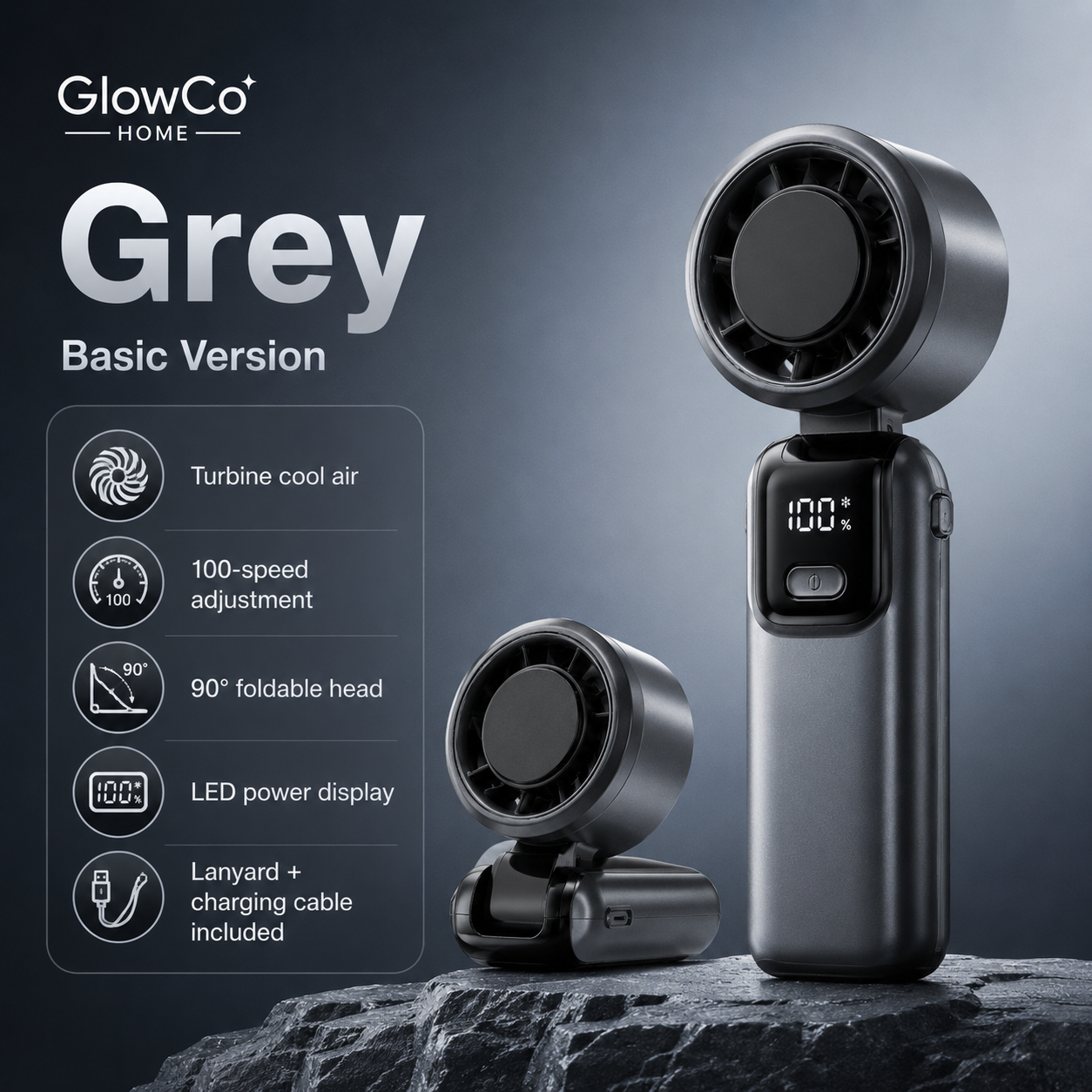 GlowBreeze IceCool Handheld Fan – Portable Turbo Cooling Fan