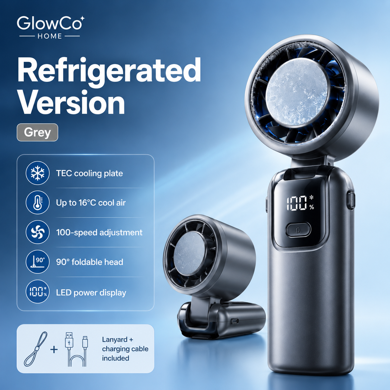GlowBreeze IceCool Handheld Fan – Portable Turbo Cooling Fan
