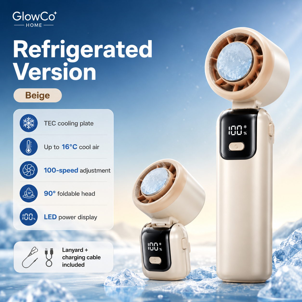GlowBreeze IceCool Handheld Fan – Portable Turbo Cooling Fan