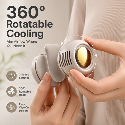 GlowBreeze Clip-On Waist Fan – Rechargeable 3-Speed Bladeless Cooling Fan