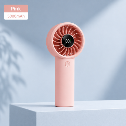 GlowBreeze AeroMax Pro – 5-Speed Rechargeable Handheld Fan with LED Display