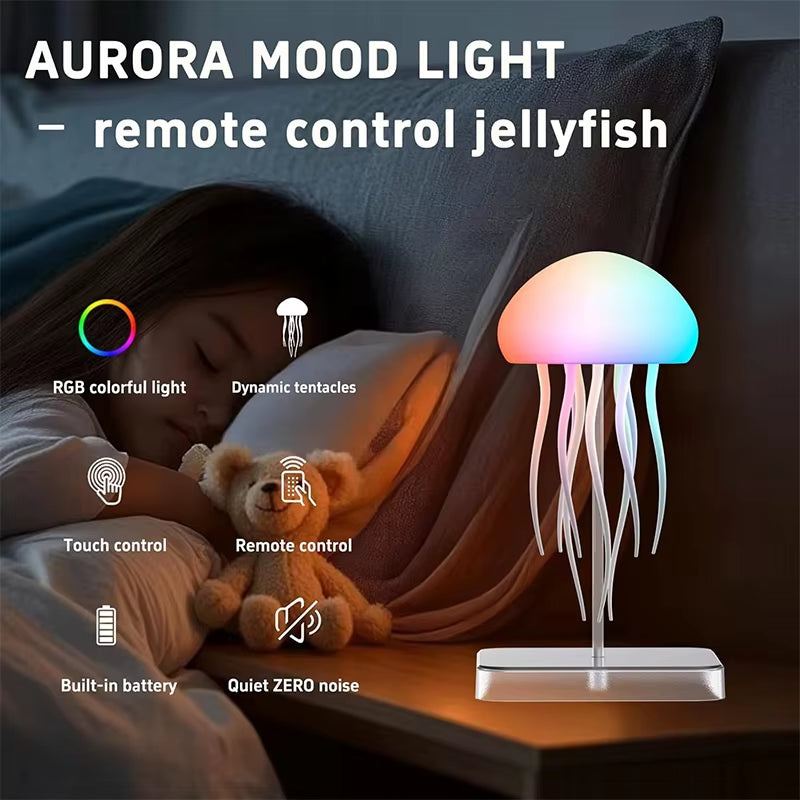 Enchanting LED Jellyfish Lamp with 9 Graceful Tentacles - Dual Lighting Modes & Remote Control for a Mesmerizing Ambiance