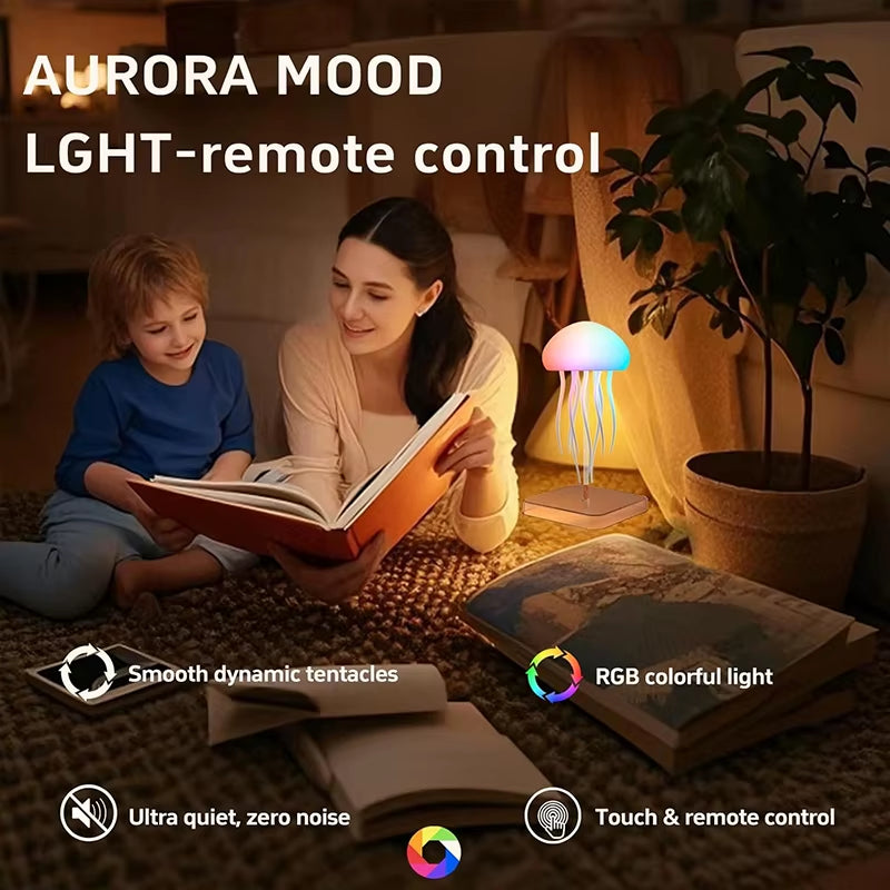 Enchanting LED Jellyfish Lamp with 9 Graceful Tentacles - Dual Lighting Modes & Remote Control for a Mesmerizing Ambiance