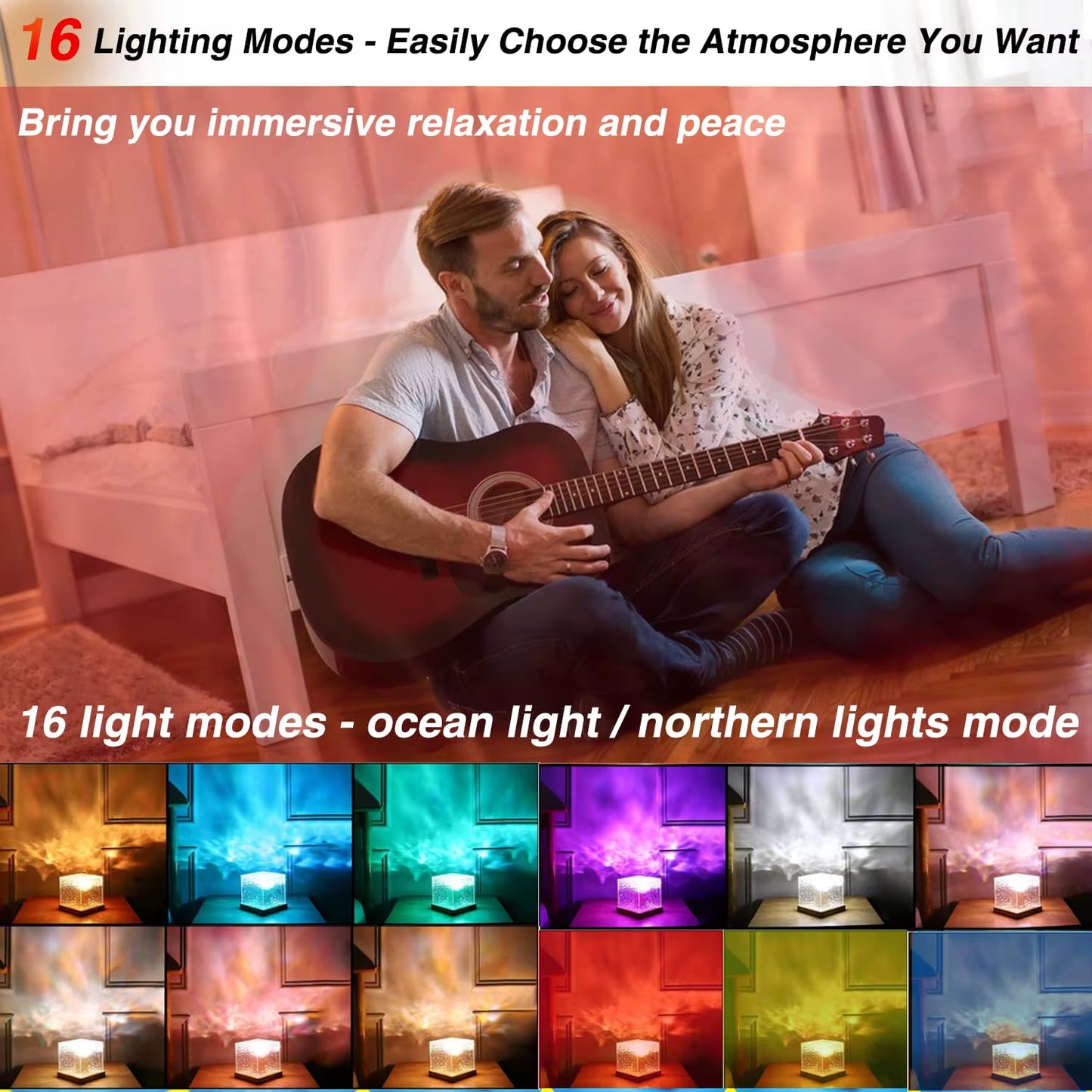 Transform Your Space with the Ocean Lamp Water Light Projector - Create Stunning Aurora and Wave Effects in Your Bedroom