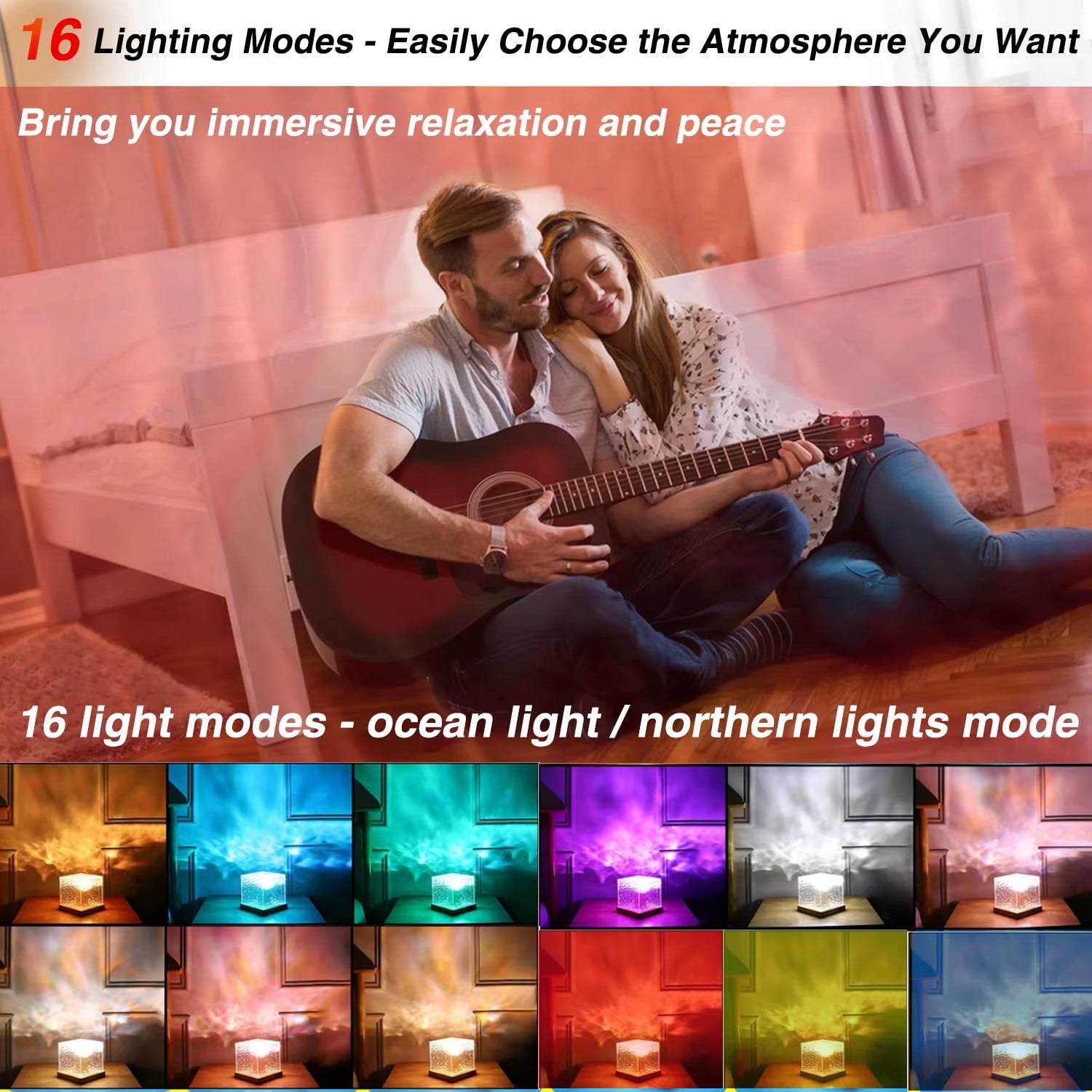 Transform Your Space with the Ocean Lamp Water Light Projector - Create Stunning Aurora and Wave Effects in Your Bedroom
