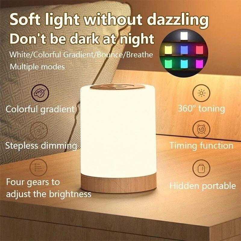 Versatile Touch Sensor LED Night Light - Dimmable USB Rechargeable Table Lamp for Cozy Bedside Ambiance