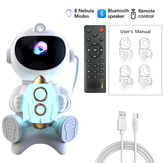 GlowCo Home AstroGlow Astronaut Projector – Bluetooth Galaxy Night Light