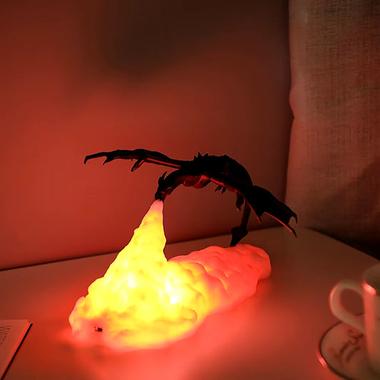 Illuminate Your Space with the Enchanting 3D Printed Fire Dragon LED Lamp - Perfect for Kids and Gaming Decor!