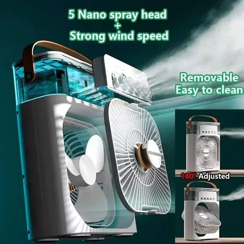 GlowBreeze 3-in-1 Mini Air Cooler – Portable Fan, Humidifier & LED Night Light