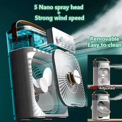 GlowBreeze 3-in-1 Mini Air Cooler – Portable Fan, Humidifier & LED Night Light