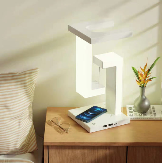 Elevate Your Space with the Creative Wireless Charging Floating Table Lamp - Perfect for Home and Bedroom