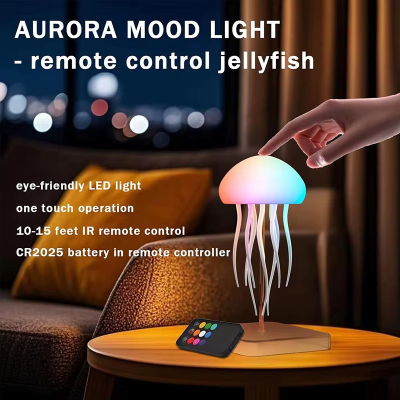 Enchanting LED Jellyfish Lamp with 9 Graceful Tentacles - Dual Lighting Modes & Remote Control for a Mesmerizing Ambiance